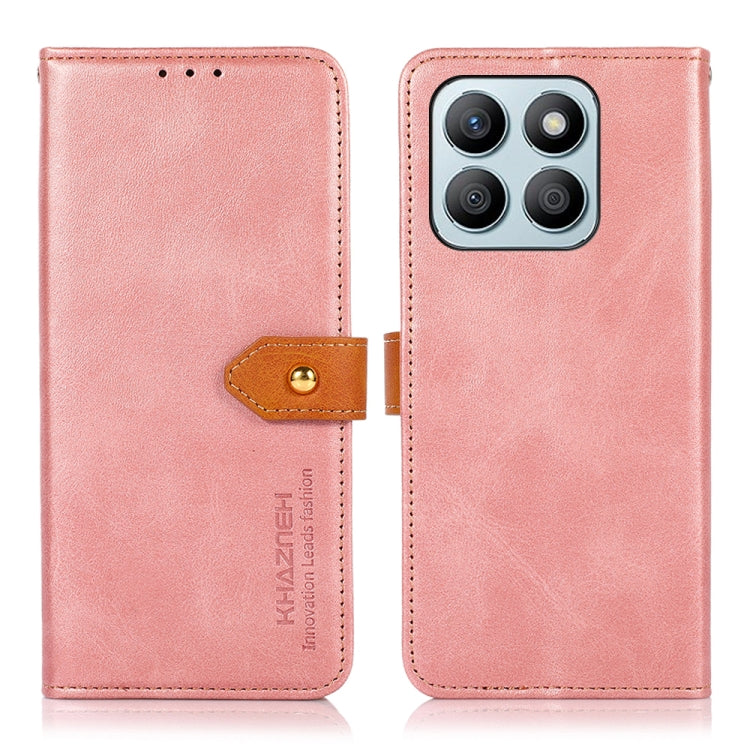 For Honor X8b KHAZNEH Dual-color Cowhide Texture Flip Leather Phone Case(Rose Gold)