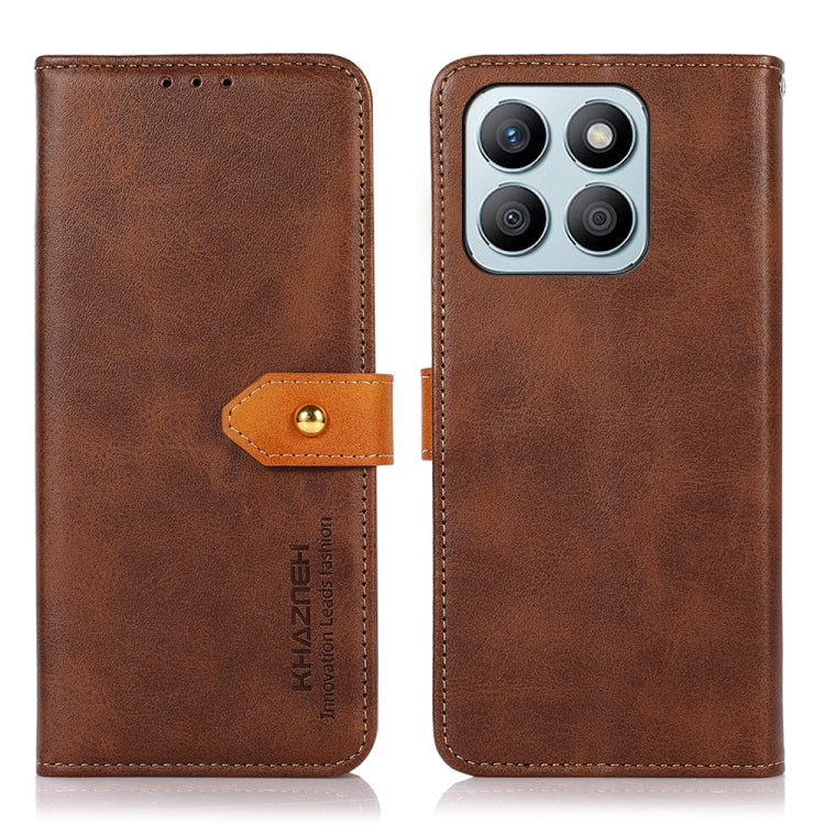 For Honor X8b KHAZNEH Dual-color Cowhide Texture Flip Leather Phone Case(Brown)