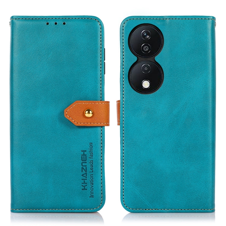 For Honor X7B / Huawei Enjoy 50 Plus KHAZNEH Dual-color Cowhide Texture Flip Leather Phone Case(Blue)