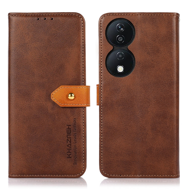 For Honor X7B / Huawei Enjoy 50 Plus KHAZNEH Dual-color Cowhide Texture Flip Leather Phone Case(Brown)