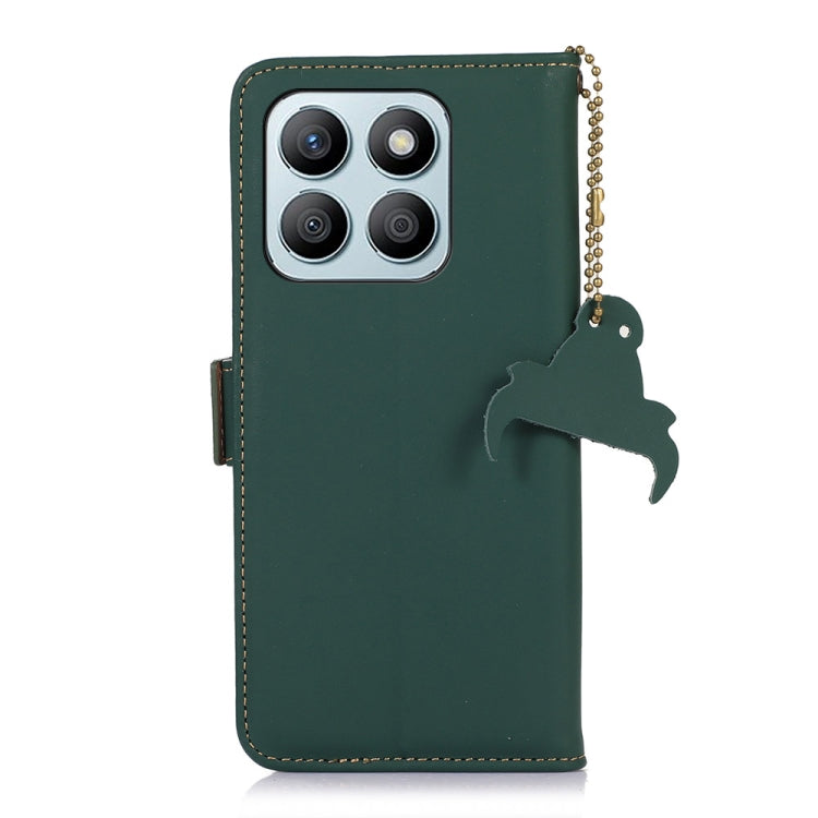 For Honor X8b Genuine Leather Magnetic RFID Leather Phone Case(Green)