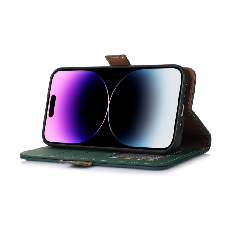 For Honor X8b Genuine Leather Magnetic RFID Leather Phone Case(Green)