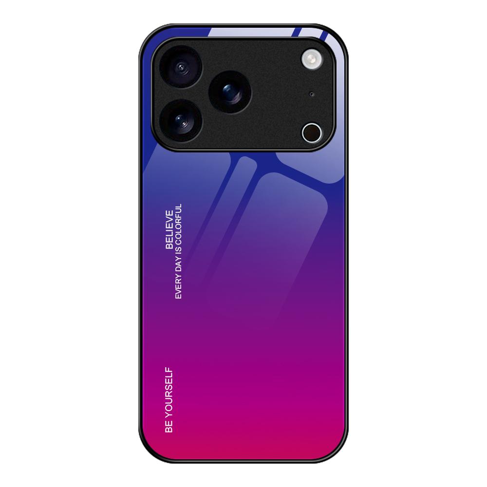 Compatible with iPhone 18 Pro Max & 17 Pro Max Gradient Color Glass Phone Case - Purple Red