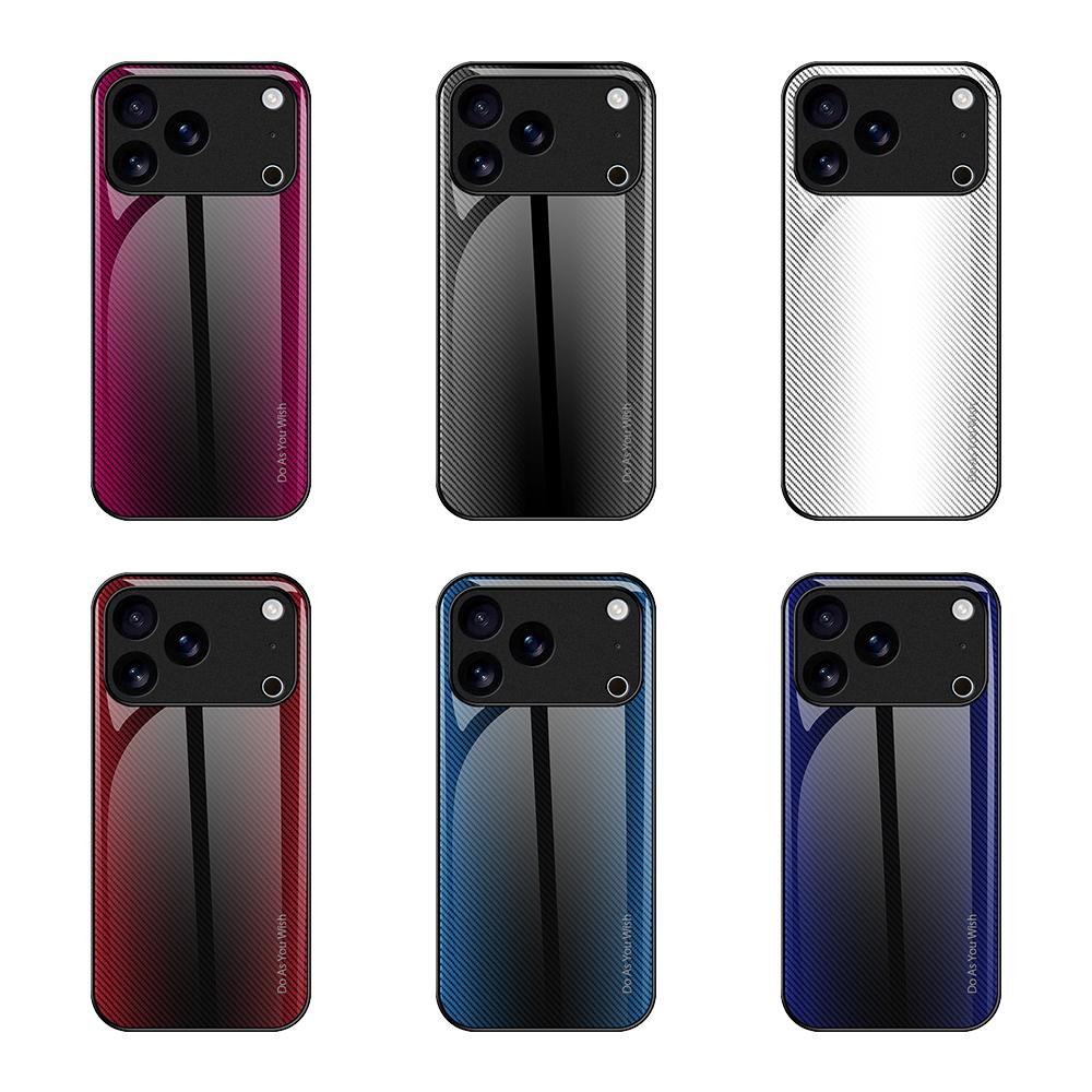 Compatible with iPhone 18 Pro Max & 17 Pro Max Texture Gradient Glass TPU Phone Case - White