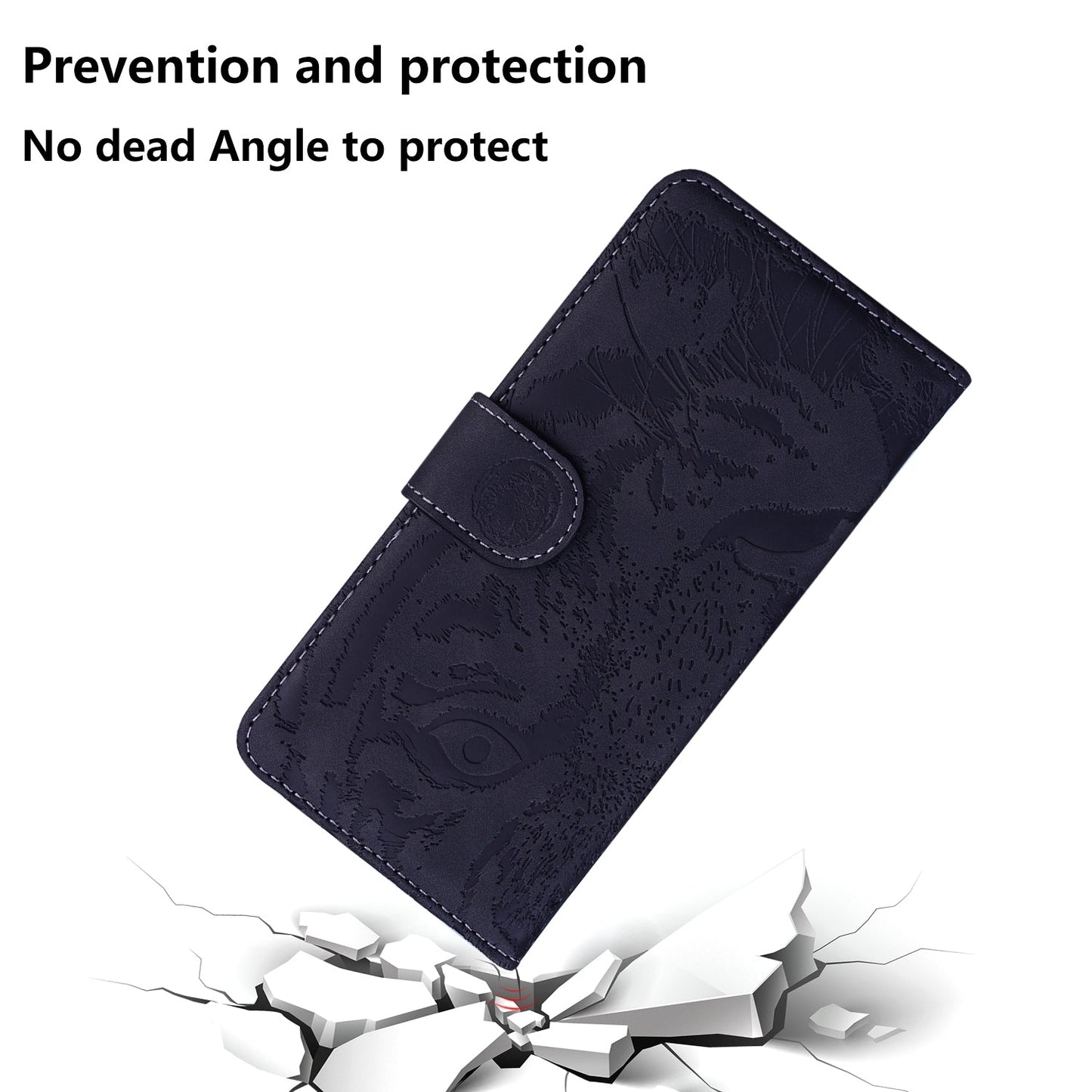 For iPhone 16e Tiger Embossing Pattern Leather Phone Case(Black)
