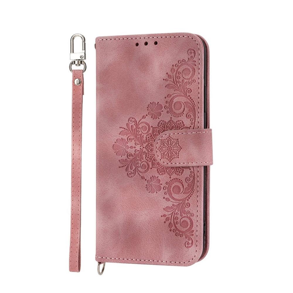 For vivo V50 Skin Feel Flowers Embossed Wallet Leather Phone Case(Pink)