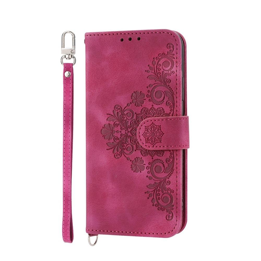 For vivo V50 Skin Feel Flowers Embossed Wallet Leather Phone Case(Wine Red)