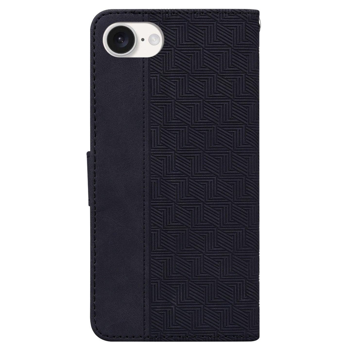For iPhone 16e Geometric Embossed Leather Phone Case(Black)