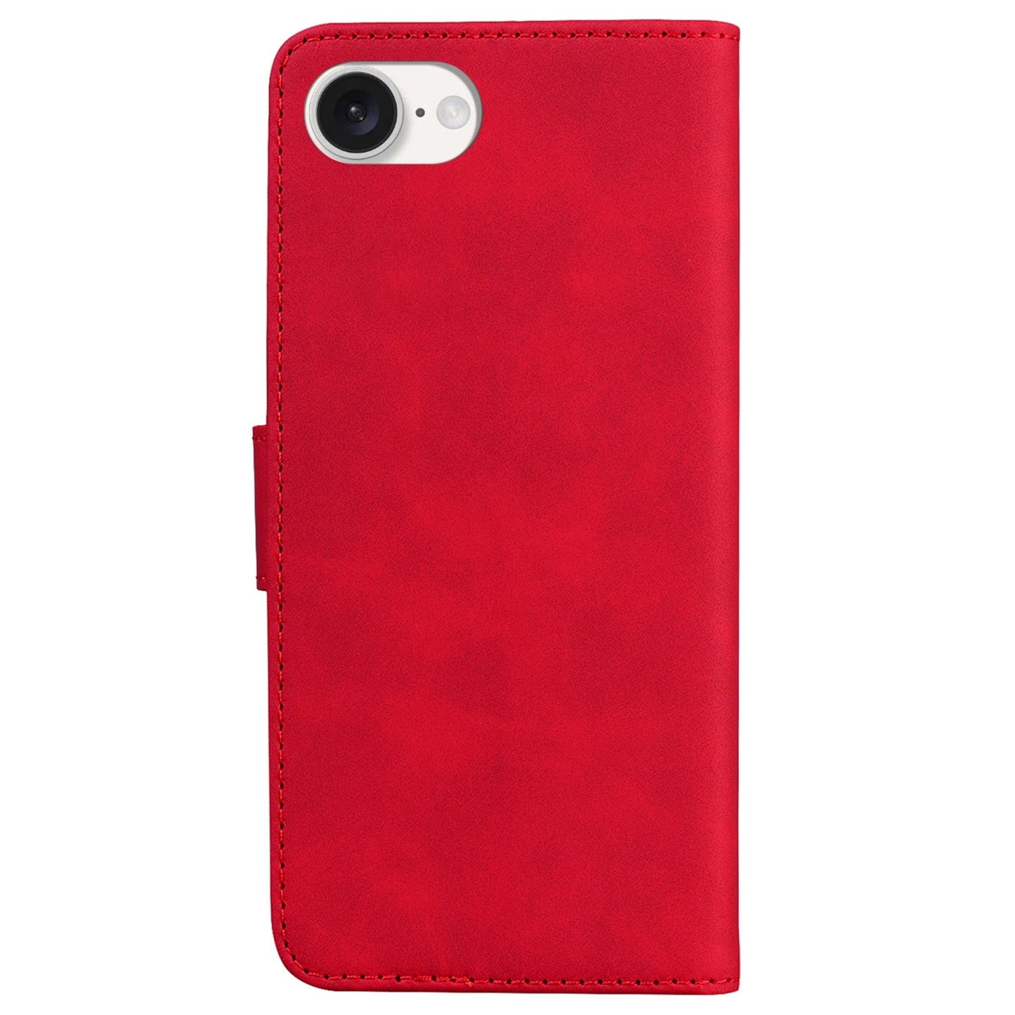 For iPhone 16e Skin Feel Pure Color Flip Leather Phone Case(Red)