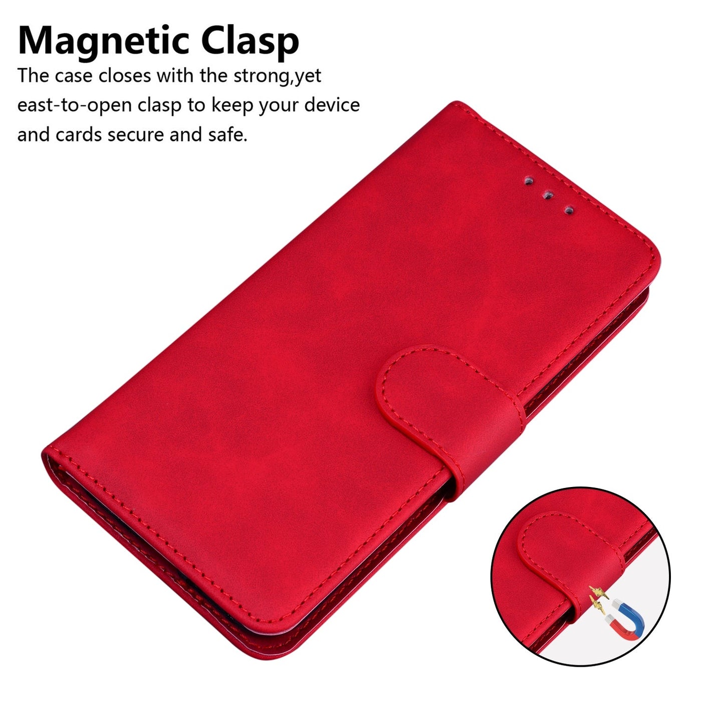 For iPhone 16e Skin Feel Pure Color Flip Leather Phone Case(Red)