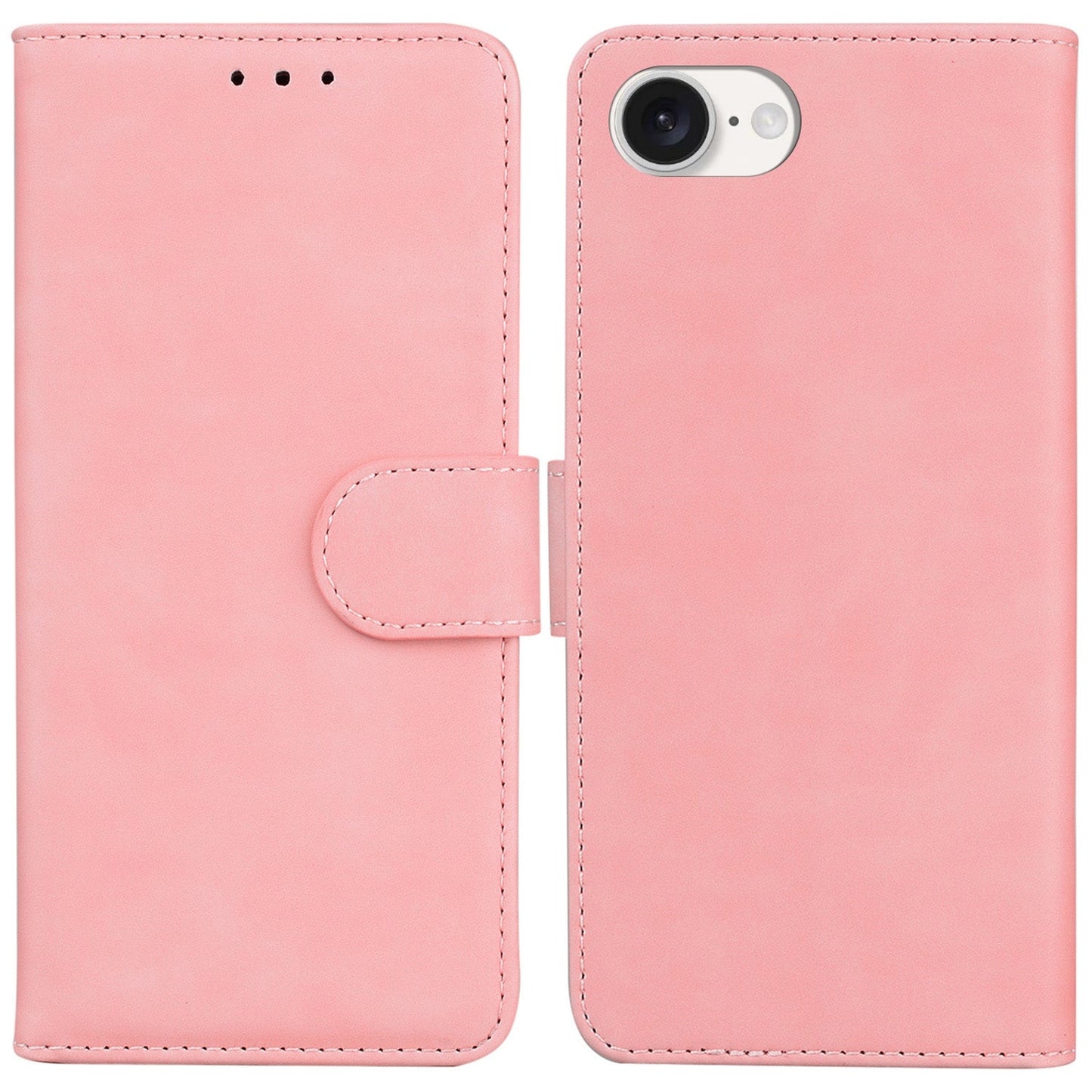 For iPhone 16e Skin Feel Pure Color Flip Leather Phone Case(Pink)