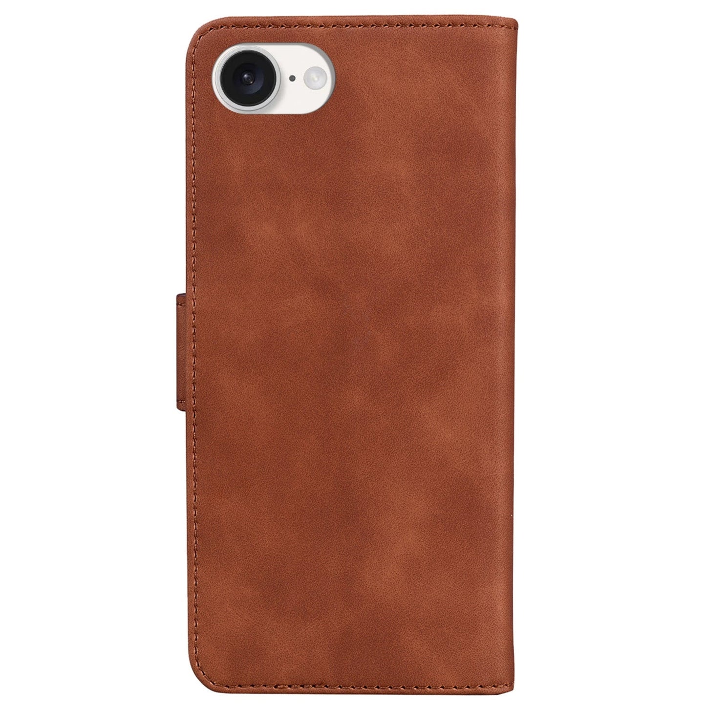 For iPhone 16e Skin Feel Pure Color Flip Leather Phone Case(Brown)