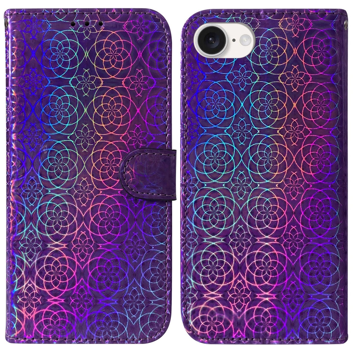 For iPhone 16e Colorful Magnetic Buckle Leather Phone Case(Purple)