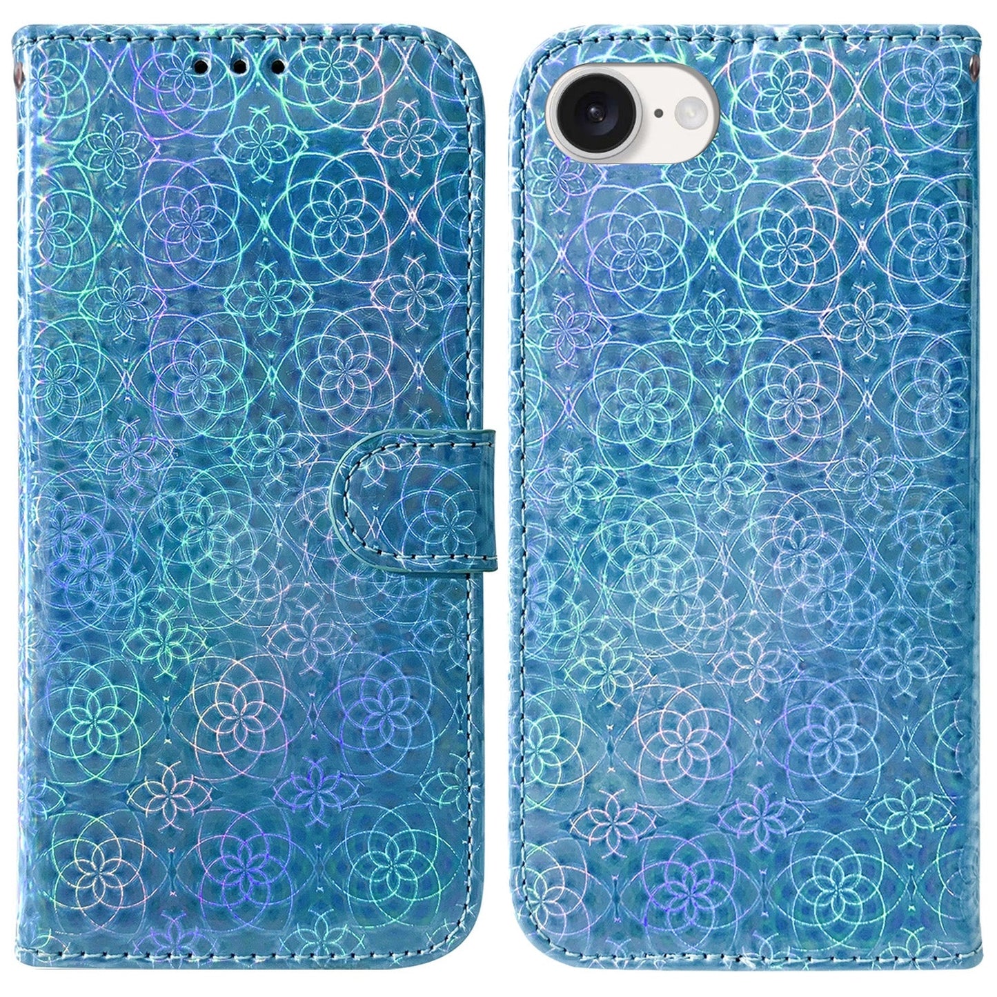 For iPhone 16e Colorful Magnetic Buckle Leather Phone Case(Blue)