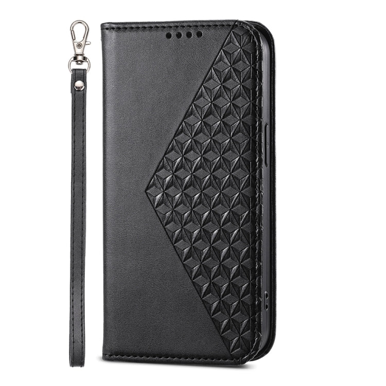 For Samsung Galaxy S24 5G Cubic Grid Calf Texture Magnetic Leather Phone Case(Black)