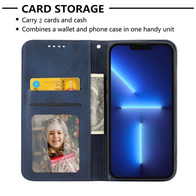 For Samsung Galaxy S24 5G Cubic Grid Calf Texture Magnetic Leather Phone Case(Blue)