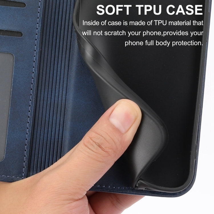 For Samsung Galaxy S24 5G Cubic Grid Calf Texture Magnetic Leather Phone Case(Blue)