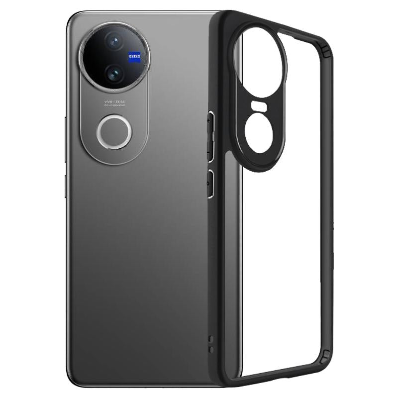For vivo V50 Frosted TPU + Transparent PC Phone Case(Black)