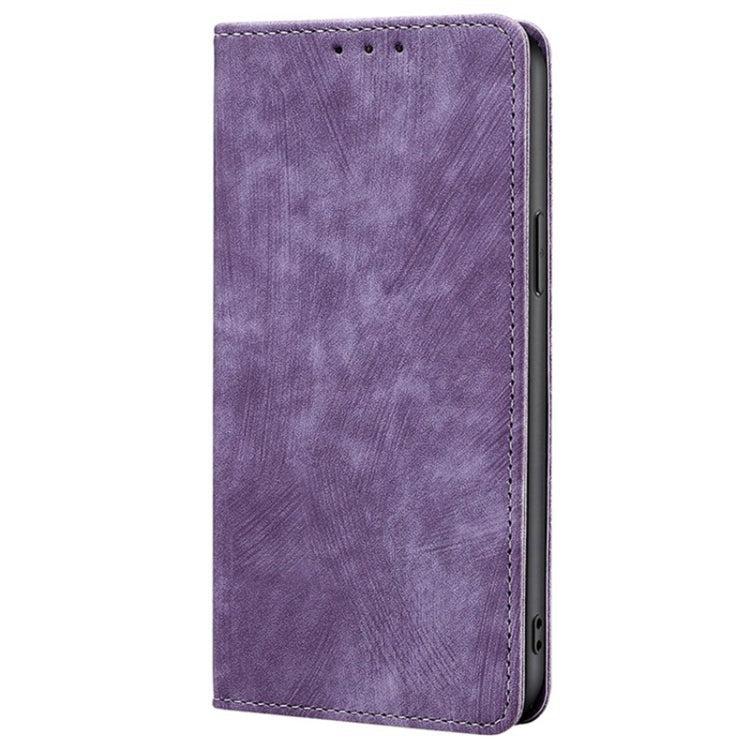 For Honor X6a 4G RFID Anti-theft Brush Magnetic Leather Phone Case(Purple)