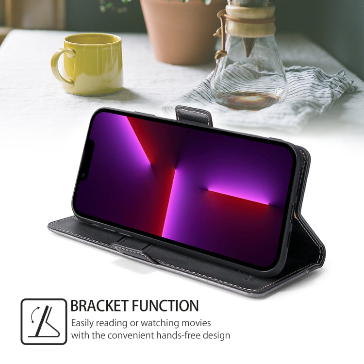 For Honor Magic6 Pro Contrast Color Side Buckle Leather Phone Case(Black + Grey)