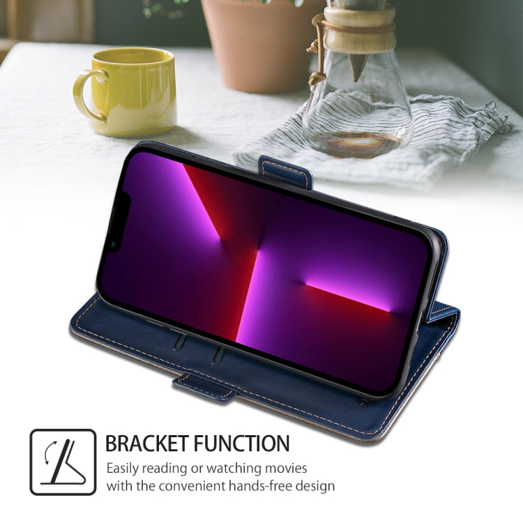 For Honor Magic6 Contrast Color Side Buckle Leather Phone Case(Blue + Grey)