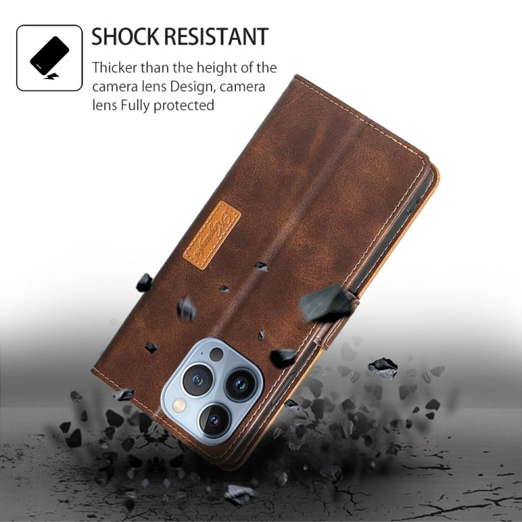 For Honor Magic6 Contrast Color Side Buckle Leather Phone Case(Dark Brown + Gold)