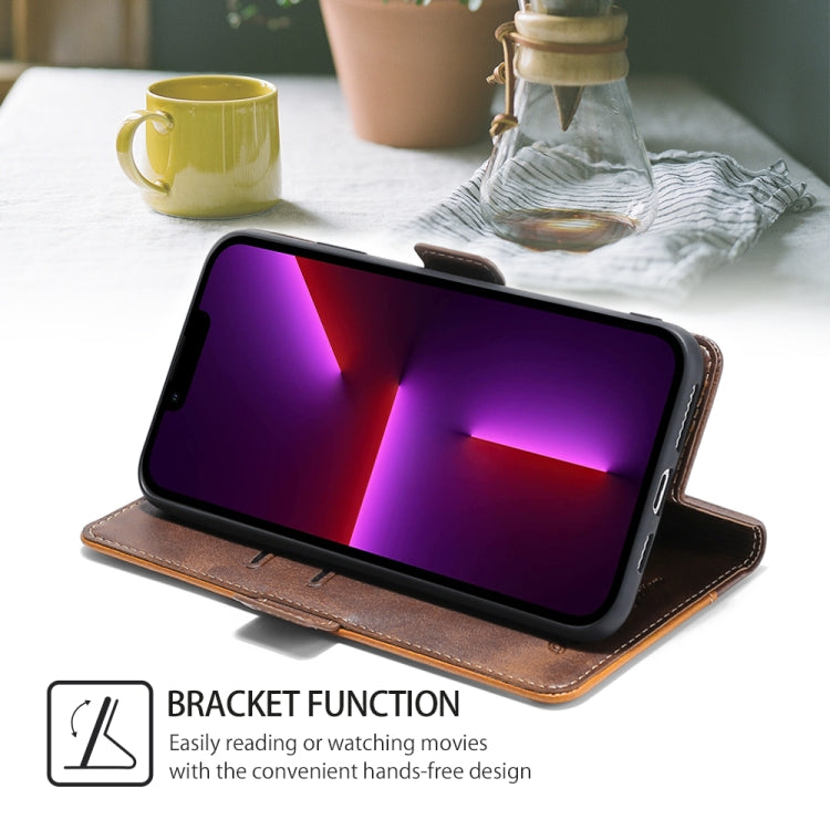 For Honor Magic6 Contrast Color Side Buckle Leather Phone Case(Dark Brown + Gold)