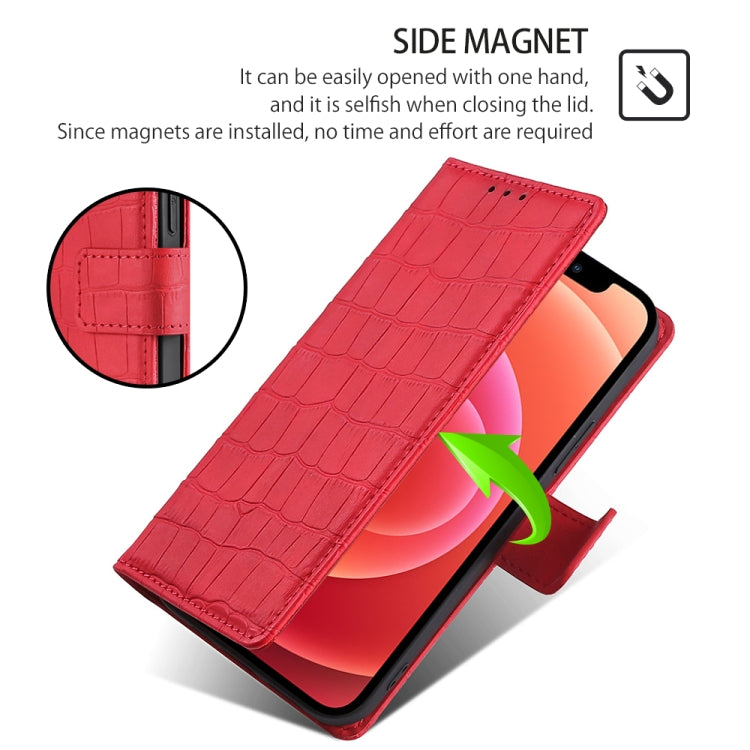 For Honor Magic6 Pro 5G Skin Feel Crocodile Magnetic Clasp Leather Phone Case(Red)