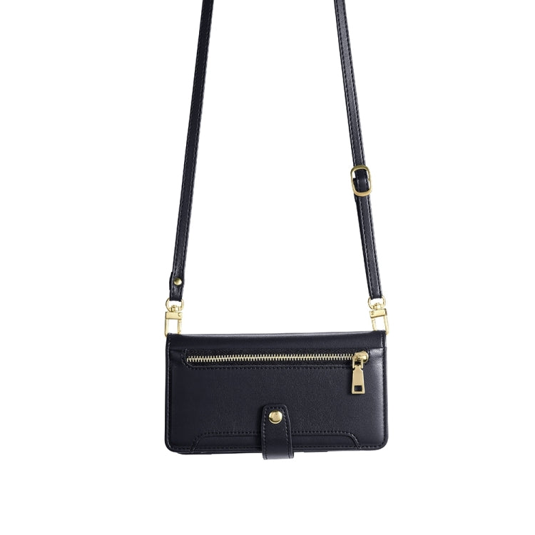 For Honor X6a 4G Sheep Texture Cross-body Zipper Wallet Leather Phone Case(Black)