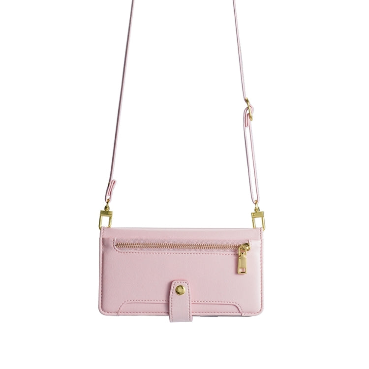 For Honor X50 5G Sheep Texture Cross-body Zipper Wallet Leather Phone Case(Pink)