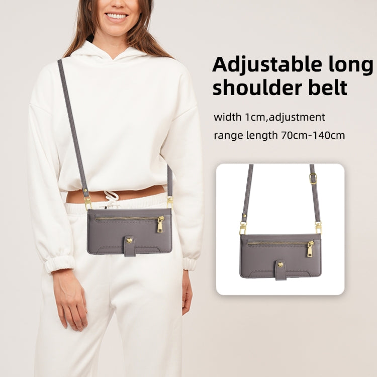 For Honor X9a Sheep Texture Cross-body Zipper Wallet Leather Phone Case(Grey)