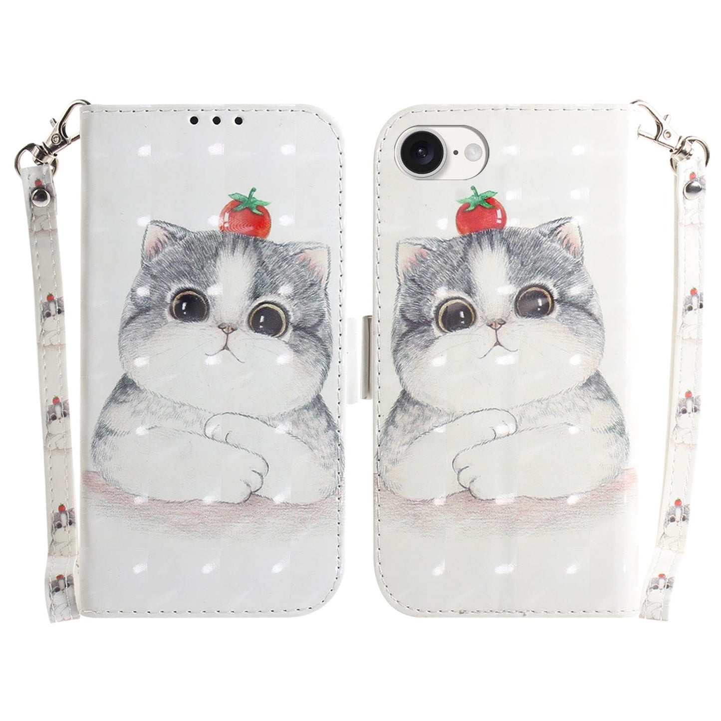 For iPhone 16e 3D Colored Horizontal Flip Leather Phone Case(Cute Cat)