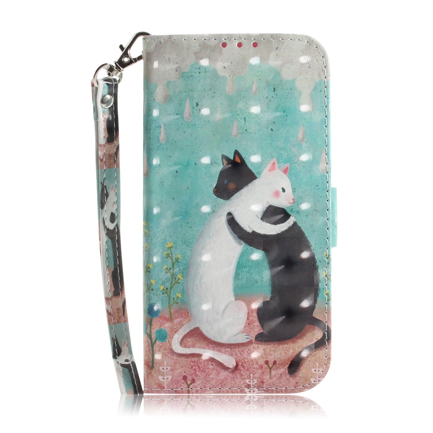 For iPhone 16e 3D Colored Horizontal Flip Leather Phone Case(Black White Cat)