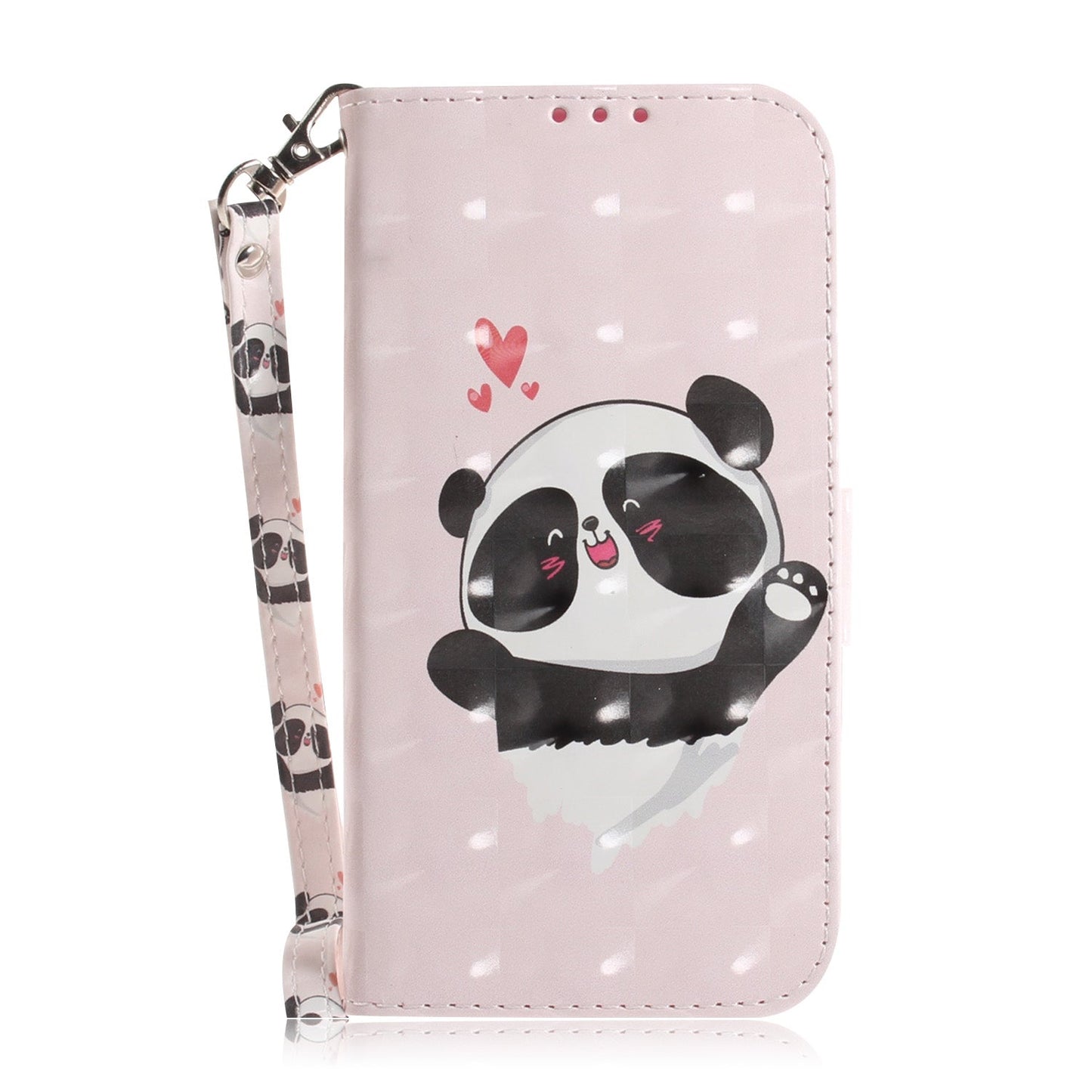 For iPhone 16e 3D Colored Horizontal Flip Leather Phone Case(Heart Panda)