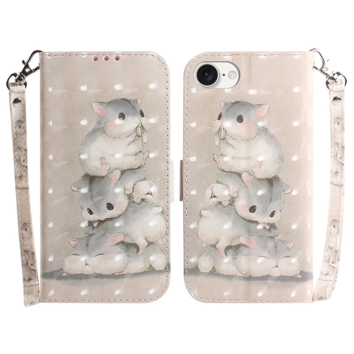 For iPhone 16e 3D Colored Horizontal Flip Leather Phone Case(Squirrels)
