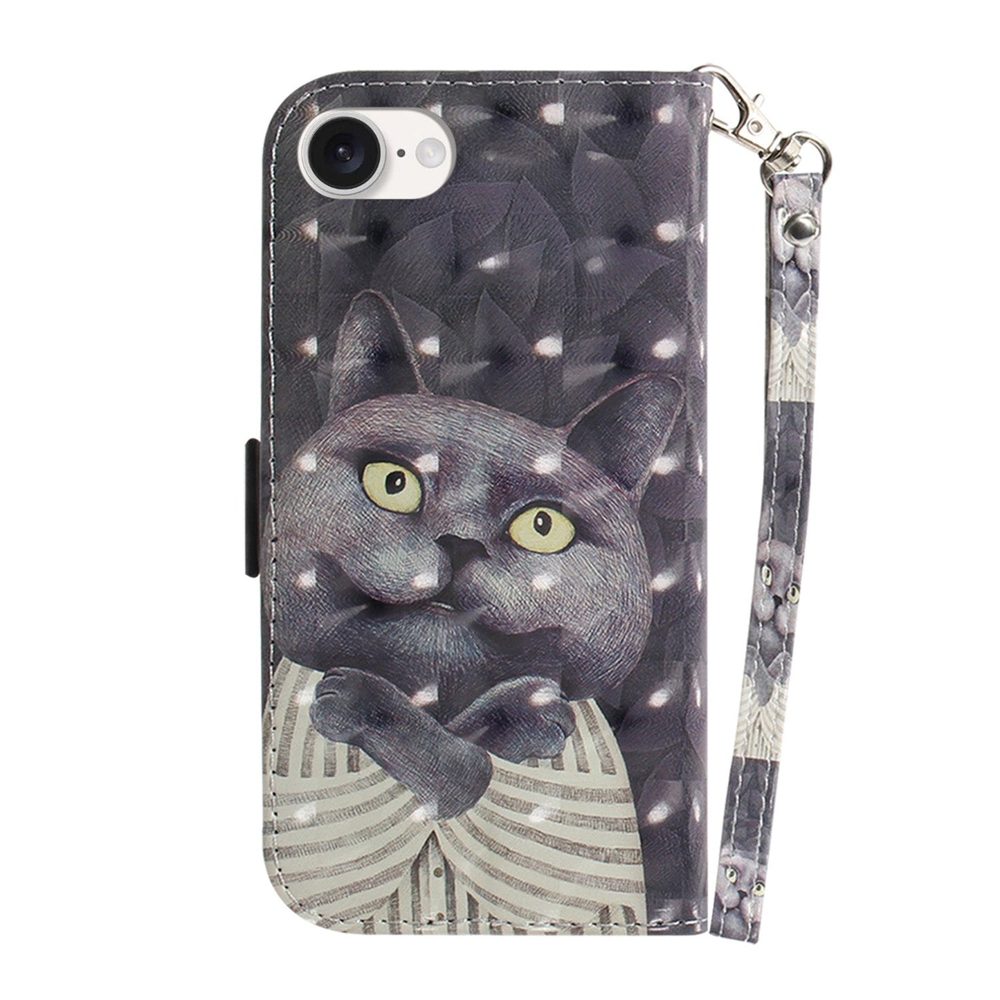 For iPhone 16e 3D Colored Horizontal Flip Leather Phone Case(Hug Cat)