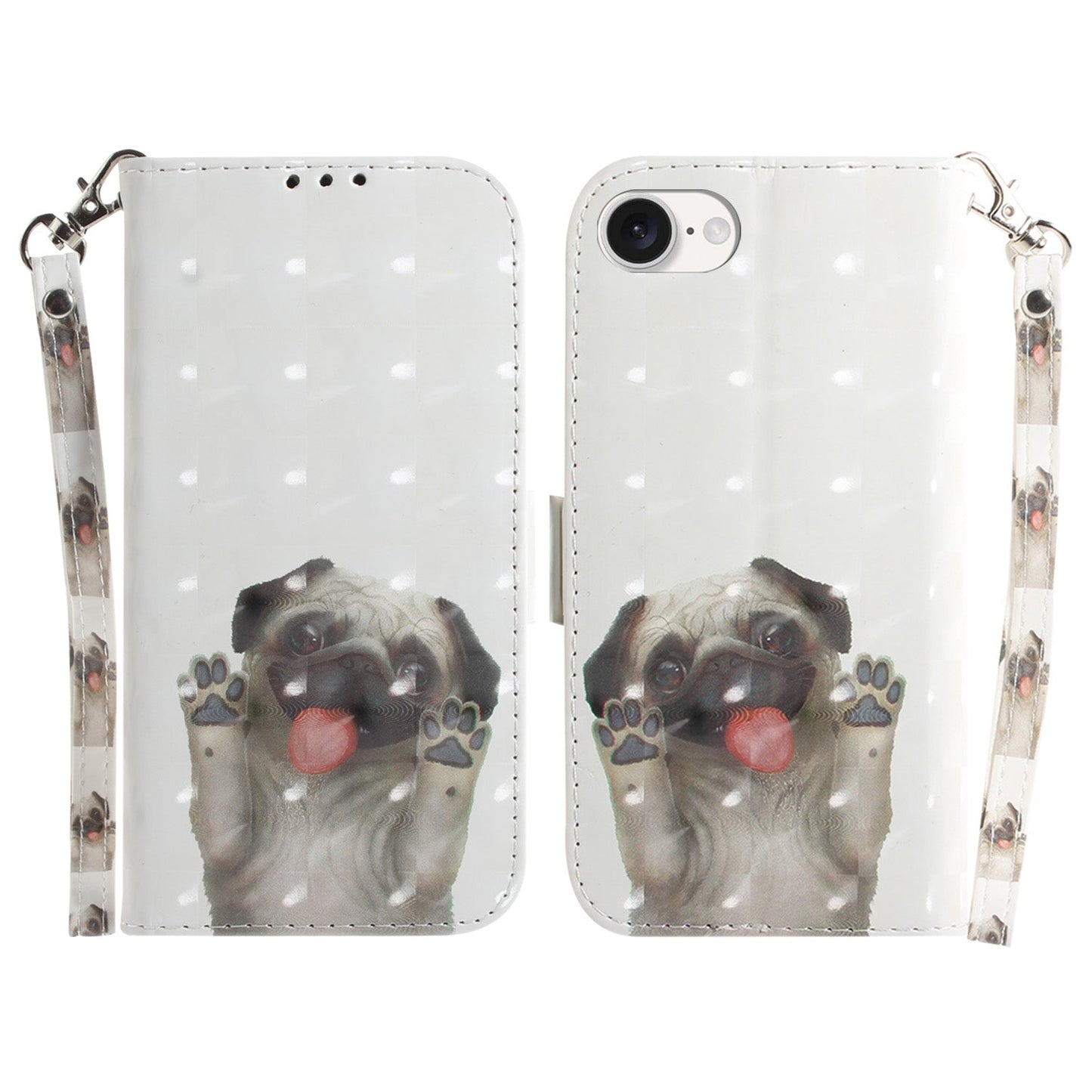 For iPhone 16e 3D Colored Horizontal Flip Leather Phone Case(Pug)