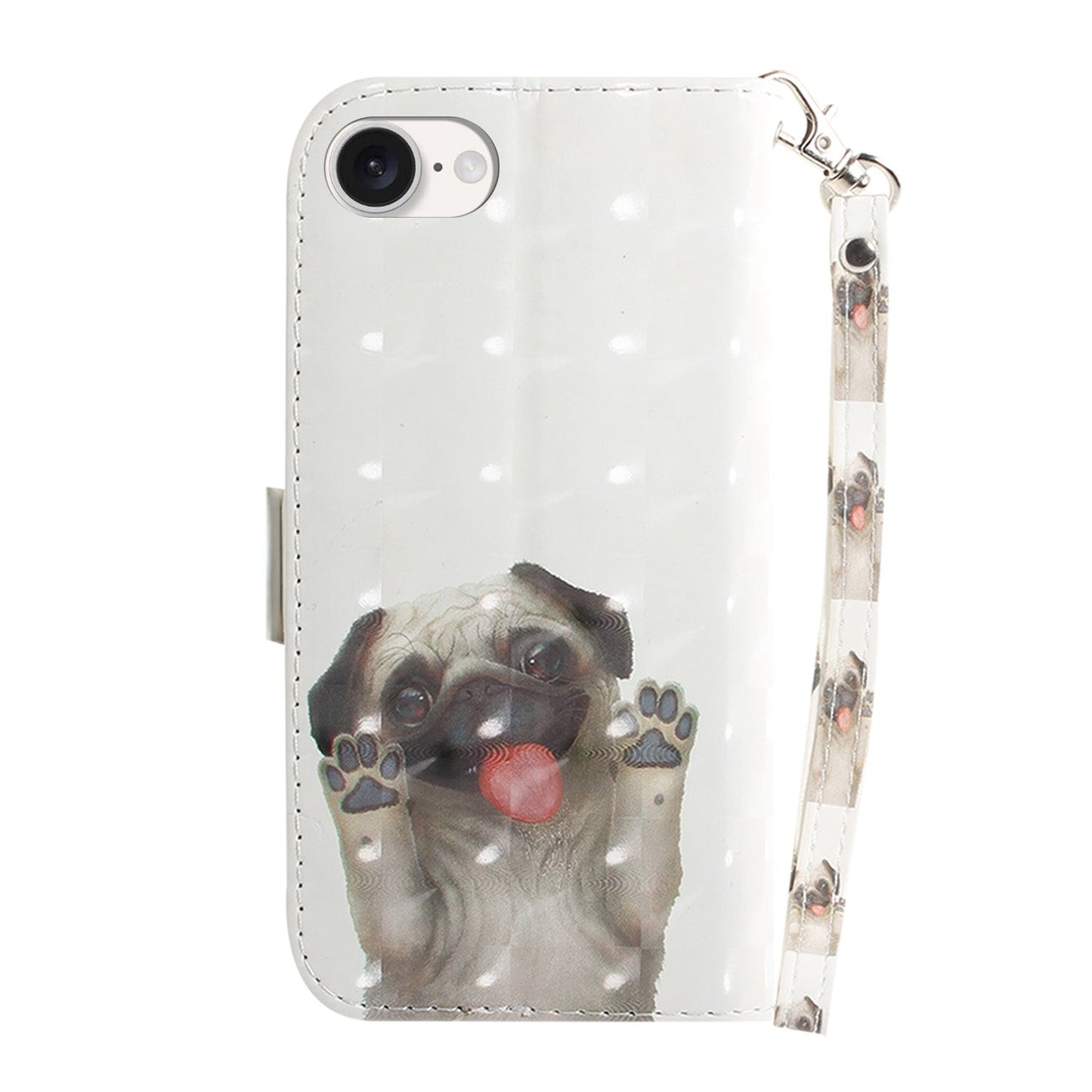 For iPhone 16e 3D Colored Horizontal Flip Leather Phone Case(Pug)