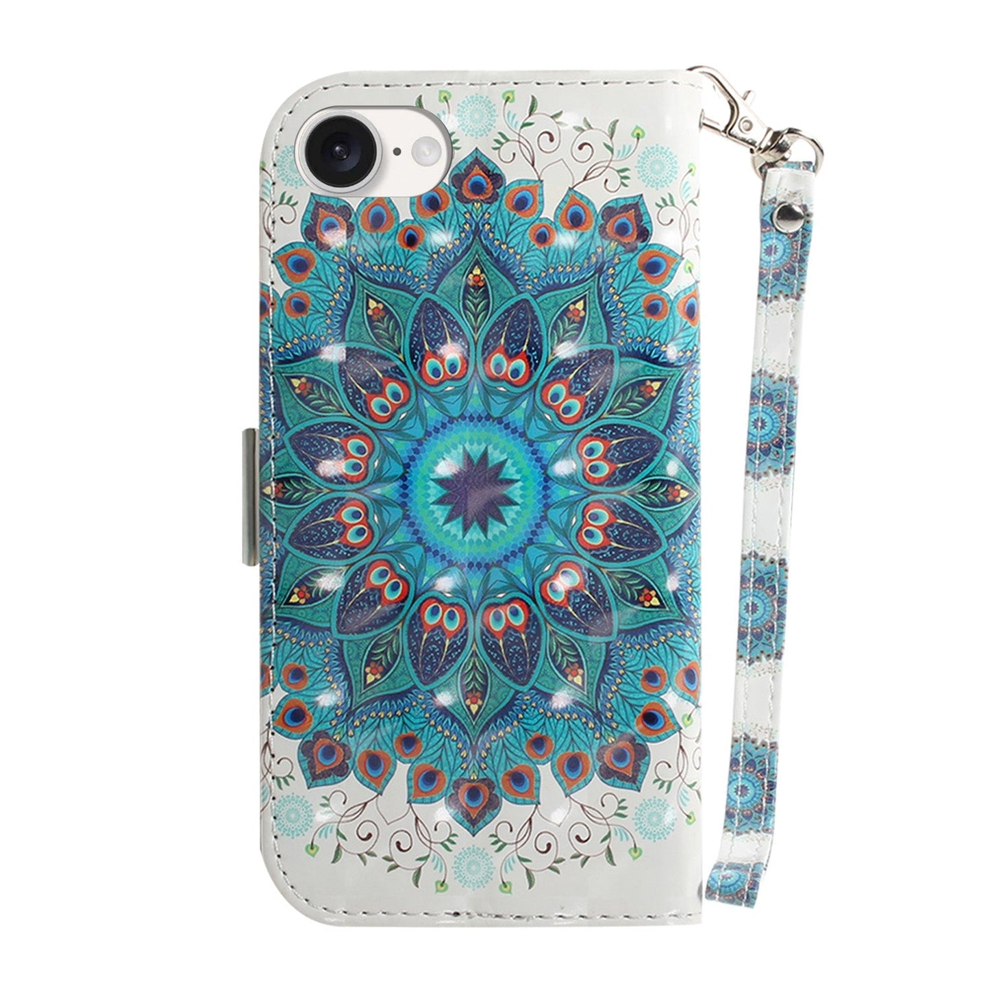 For iPhone 16e 3D Colored Horizontal Flip Leather Phone Case(Peacock Wreath)