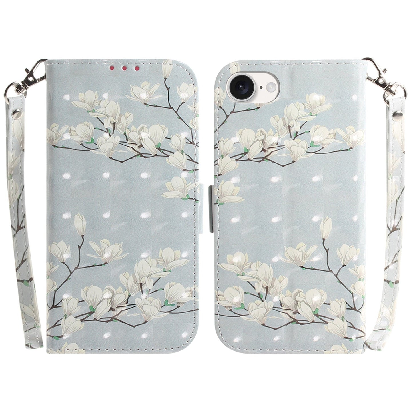 For iPhone 16e 3D Colored Horizontal Flip Leather Phone Case(Magnolia)