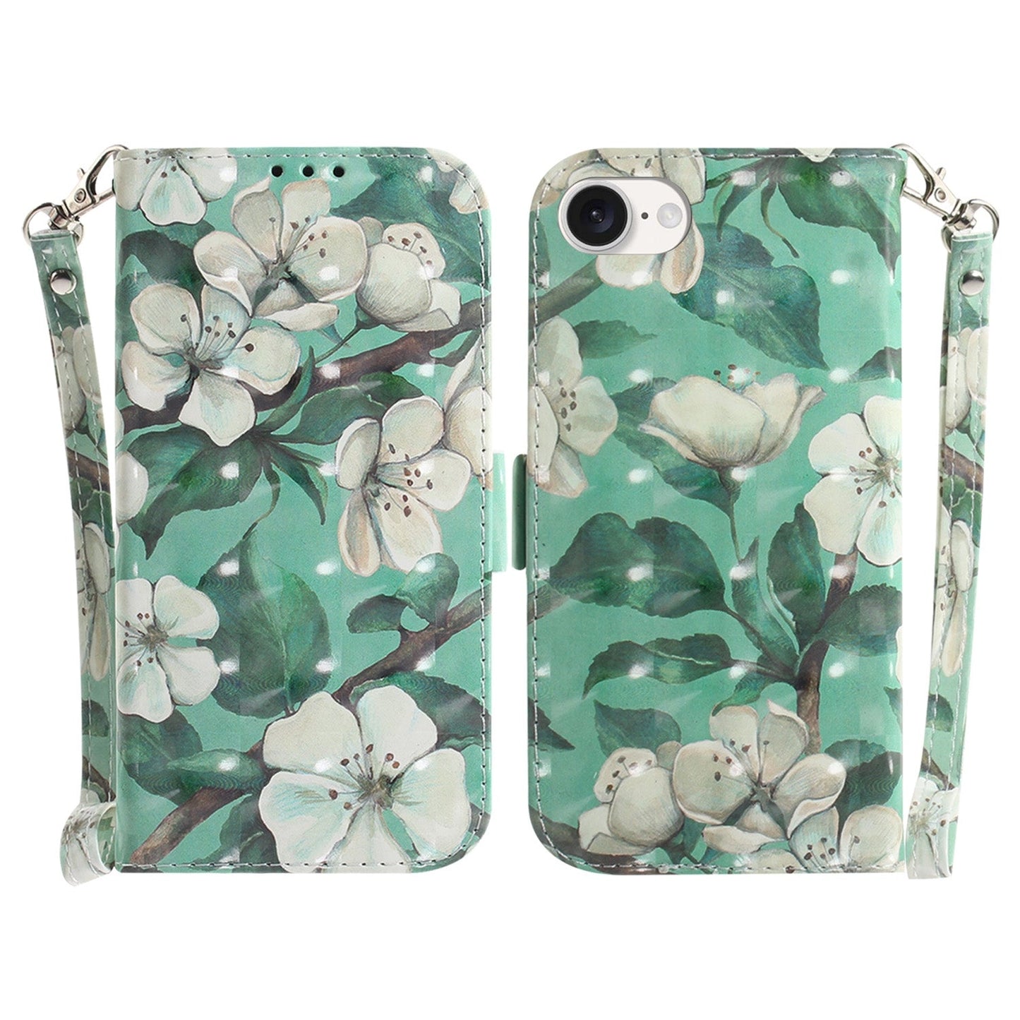 For iPhone 16e 3D Colored Horizontal Flip Leather Phone Case(Watercolor Flower)