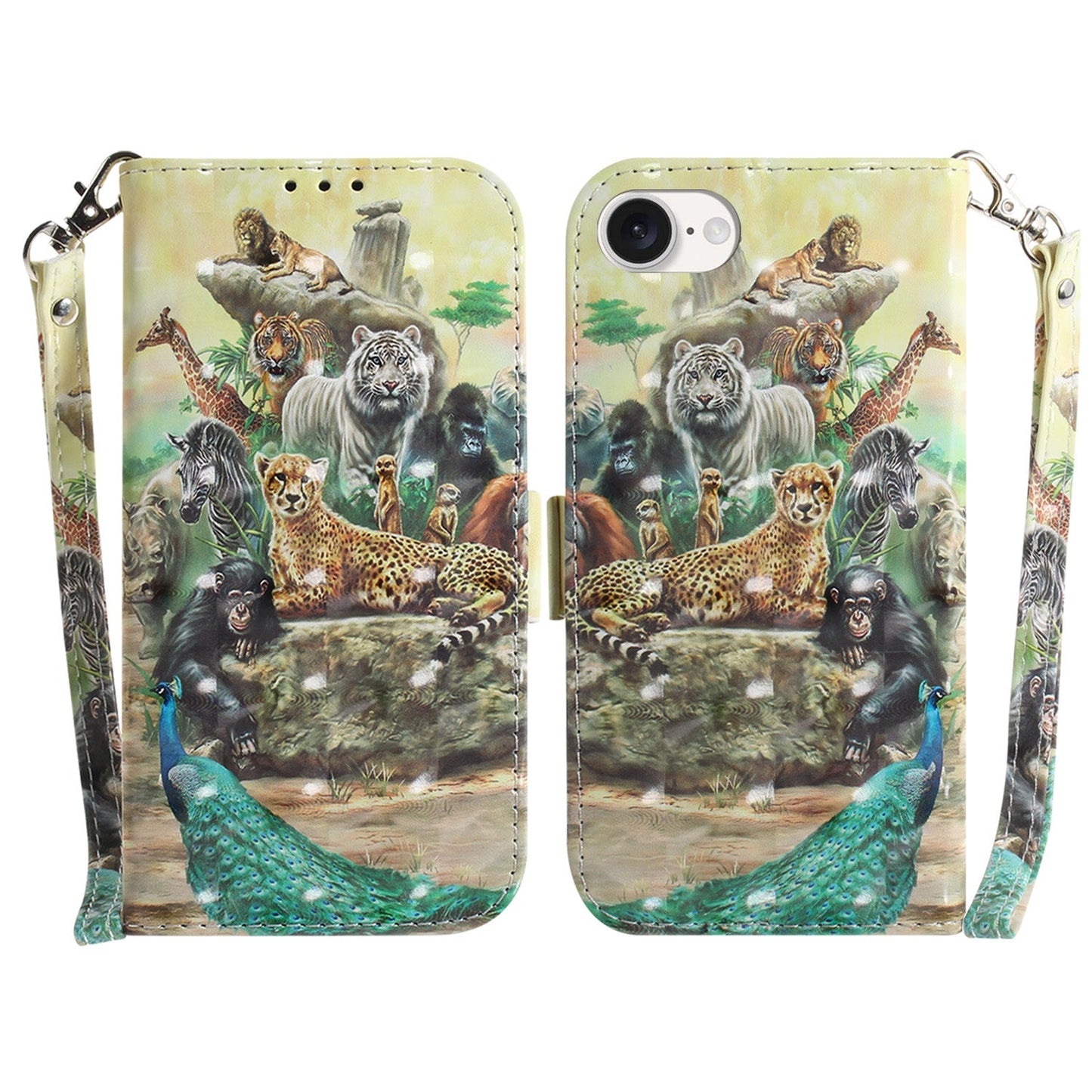 For iPhone 16e 3D Colored Horizontal Flip Leather Phone Case(Zoo)