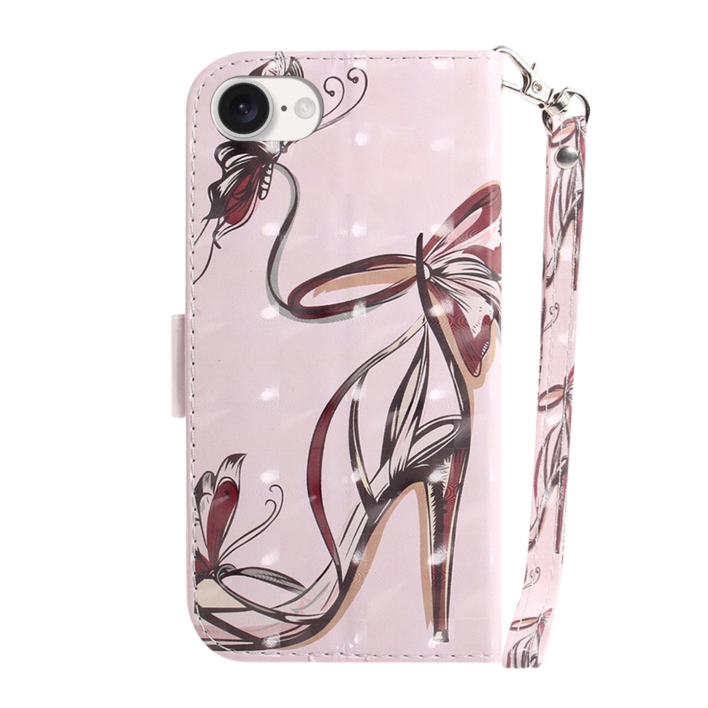 For iPhone 16e 3D Colored Horizontal Flip Leather Phone Case(Butterfly High-heeled)
