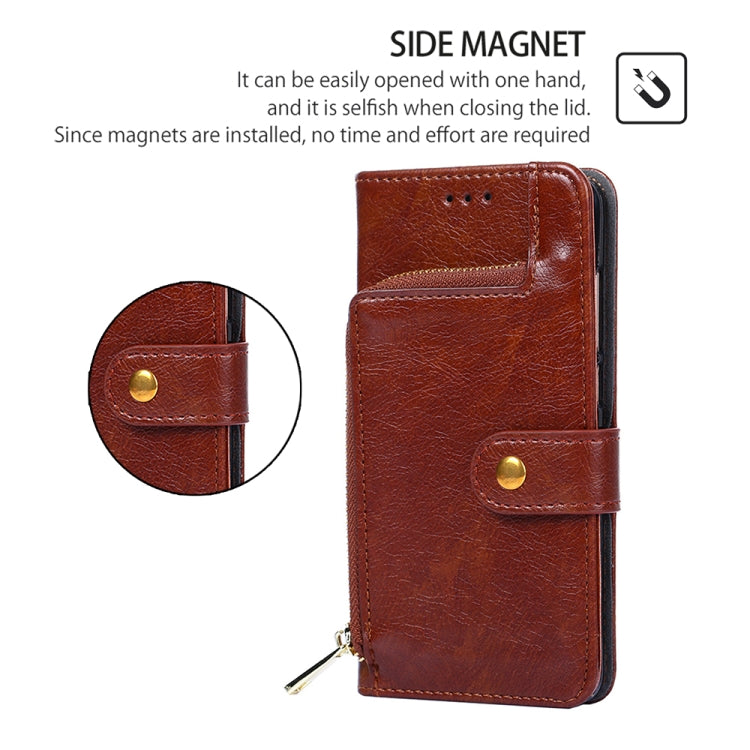 For Honor Magic6 Zipper Bag Leather Phone Case(Brown)