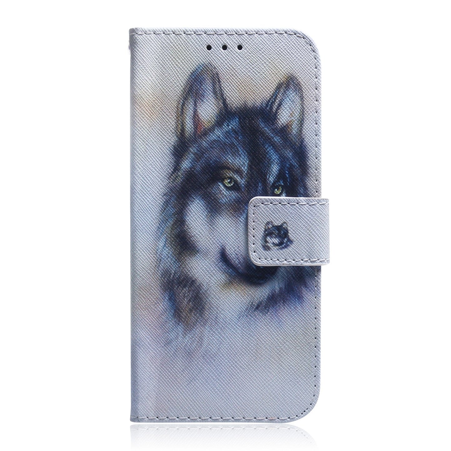 For iPhone 16e Coloured Drawing Flip Leather Phone Case(White Wolf)