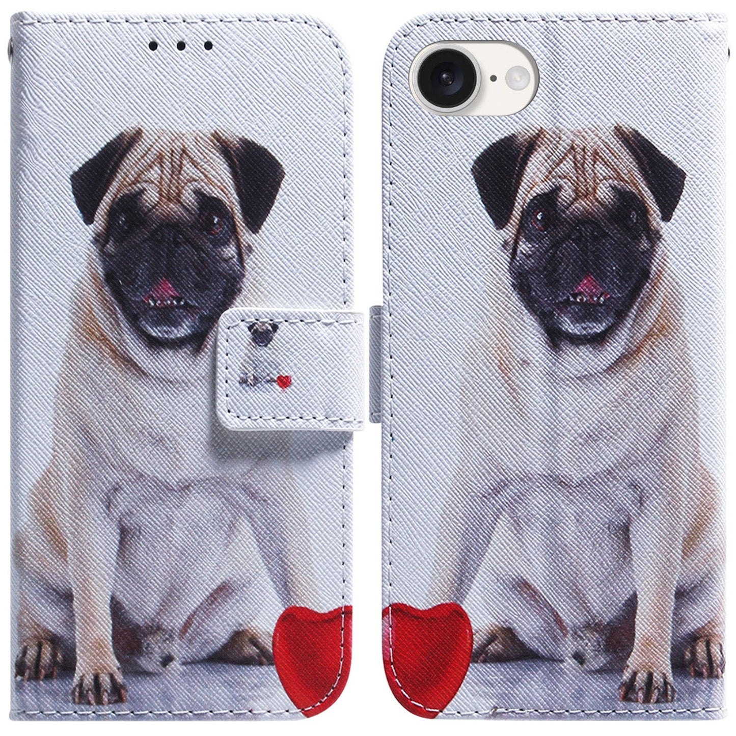 For iPhone 16e Coloured Drawing Flip Leather Phone Case(Pug)