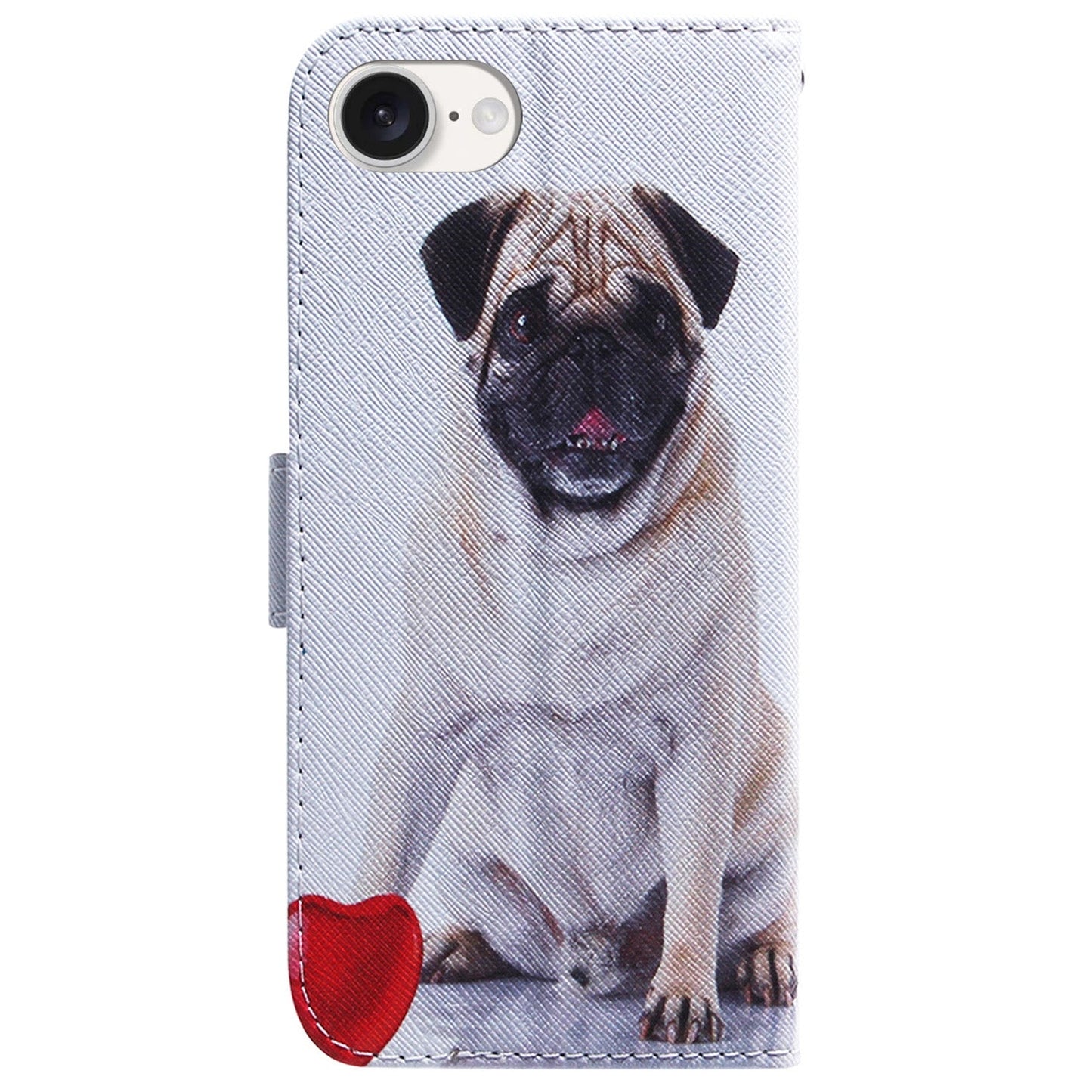 For iPhone 16e Coloured Drawing Flip Leather Phone Case(Pug)