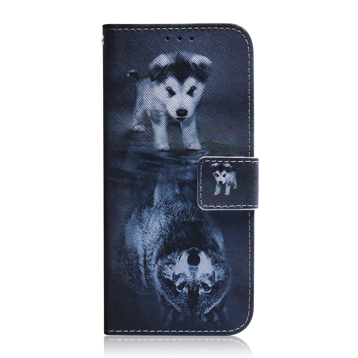 For iPhone 16e Coloured Drawing Flip Leather Phone Case(Wolf and Dog)
