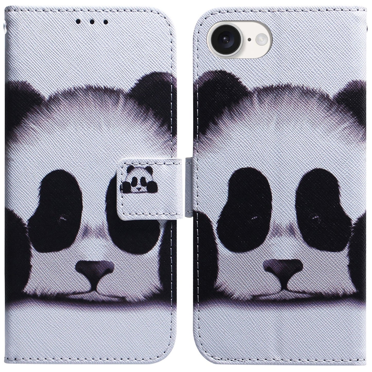 For iPhone 16e Coloured Drawing Flip Leather Phone Case(Panda)