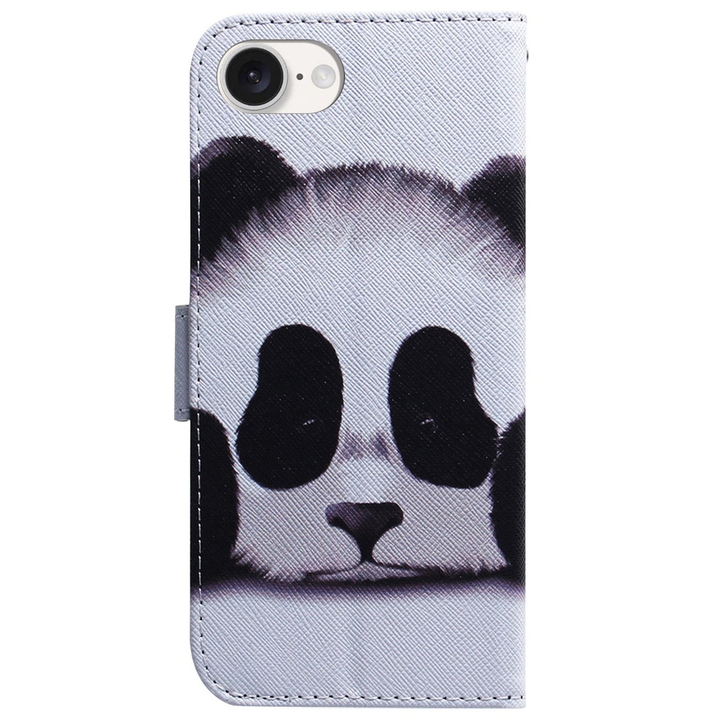 For iPhone 16e Coloured Drawing Flip Leather Phone Case(Panda)